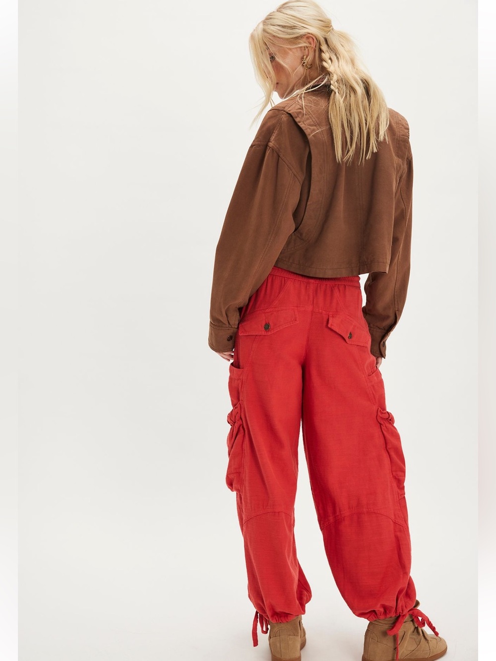 NWT FREE PEOPLE WE THE FREE ASHTON PULL ON FULL LENGTH CARGO PANTS - Picture 3 of 4